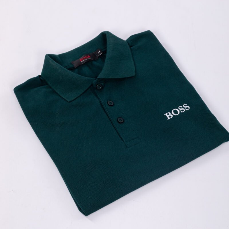 Hugo Boss polo tshirt in cotton piqué Green with logo details - Image 3