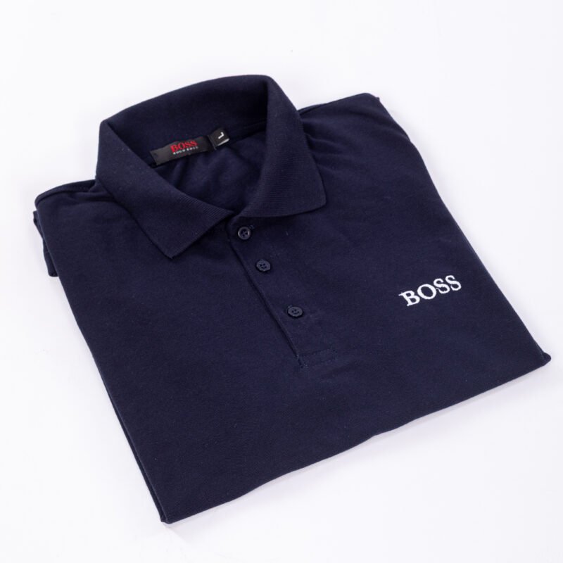 Hugo Boss polo tshirt in cotton piqué NAVY BLUE with logo details - Image 3