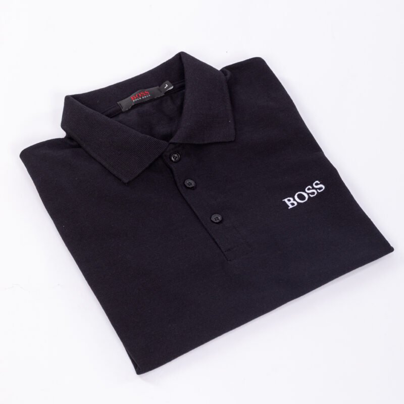 Hugo Boss polo tshirt in cotton piqué BLACK with logo details - Image 2