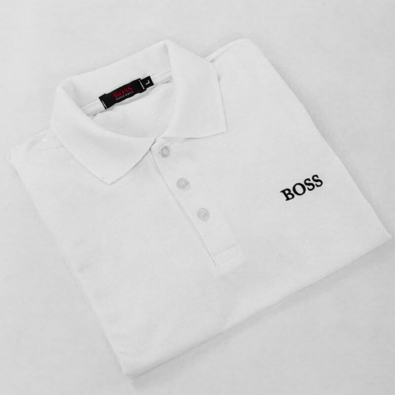 Hugo Boss polo tshirt in cotton piqué WHITE with logo details - Image 2