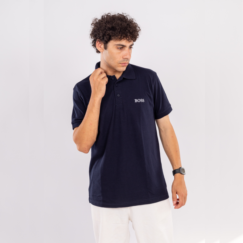 Hugo Boss polo tshirt in cotton piqué NAVY BLUE with logo details