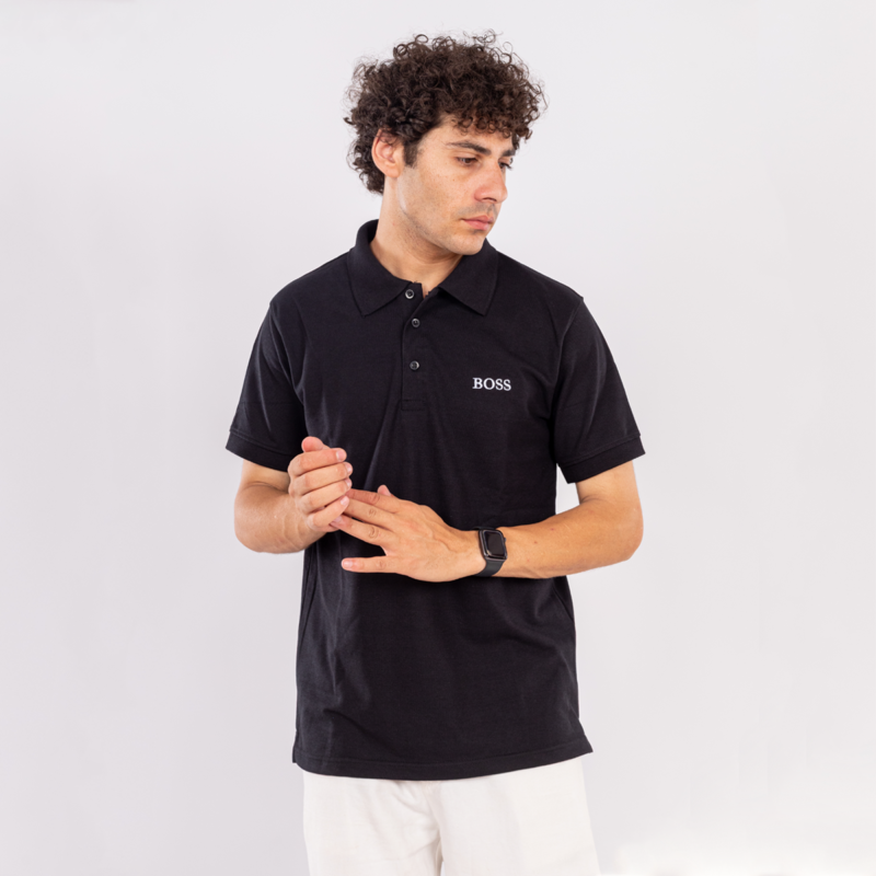 Hugo Boss polo tshirt in cotton piqué BLACK with logo details