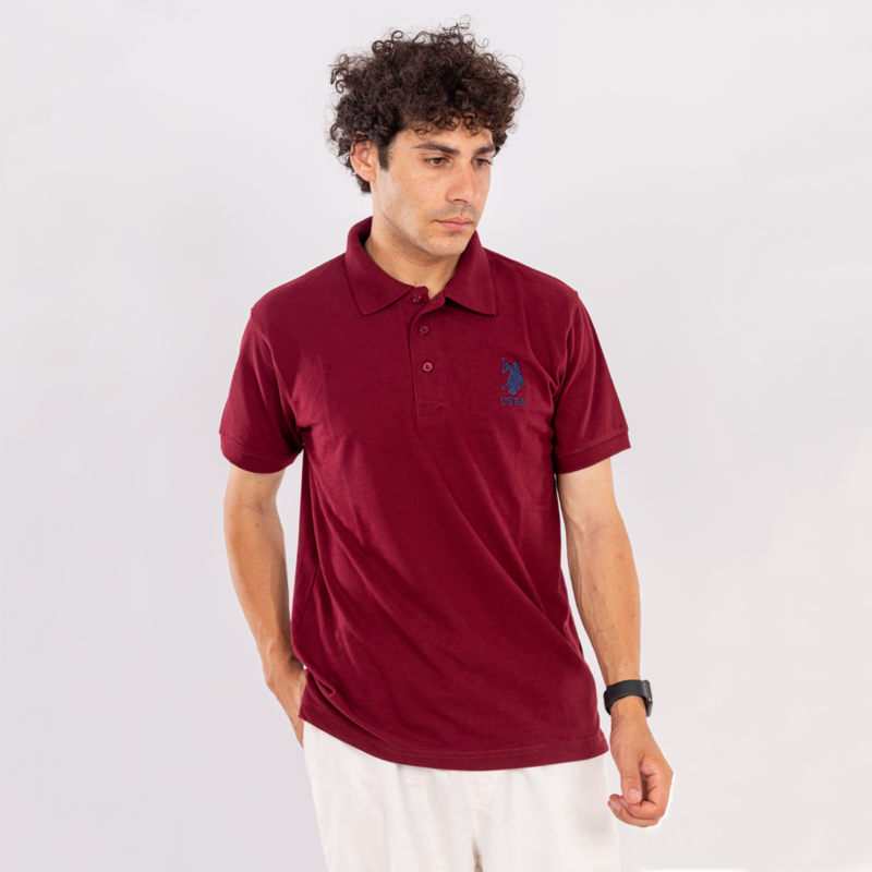 U.S. Polo  Mens Player Red Burgundy Polo Shirt - Image 4