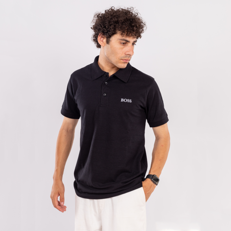 Hugo Boss polo tshirt in cotton piqué BLACK with logo details - Image 4
