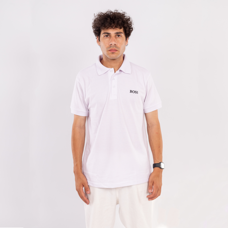 Hugo Boss polo tshirt in cotton piqué WHITE with logo details - Image 4